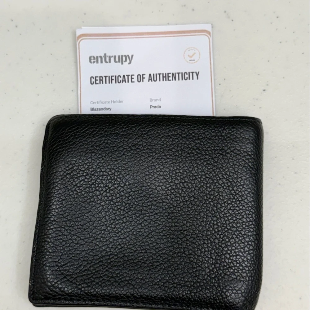 Prada Mens Bifold Leather Wallet Black Designer Saffiano